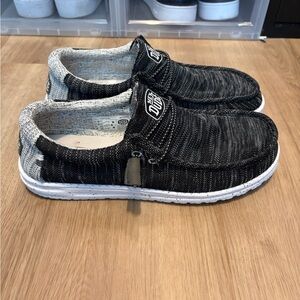 Hey Dude Men's Black and Gray Slip-On Loafers